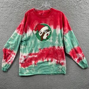 Buc ees Tie Dye Graphic T Shirt Mens Large Casual Long Sleeve Novelty Crewneck